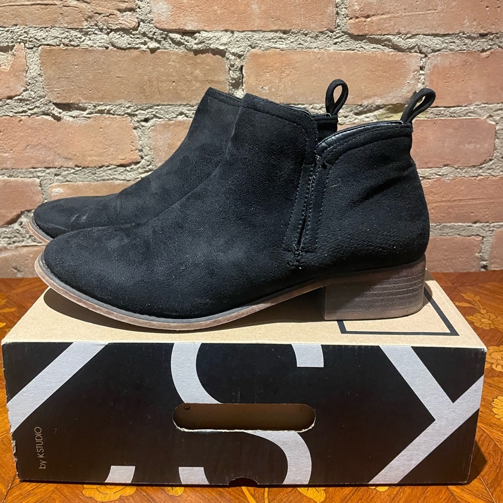 Black Suede Ankle Booties - Women